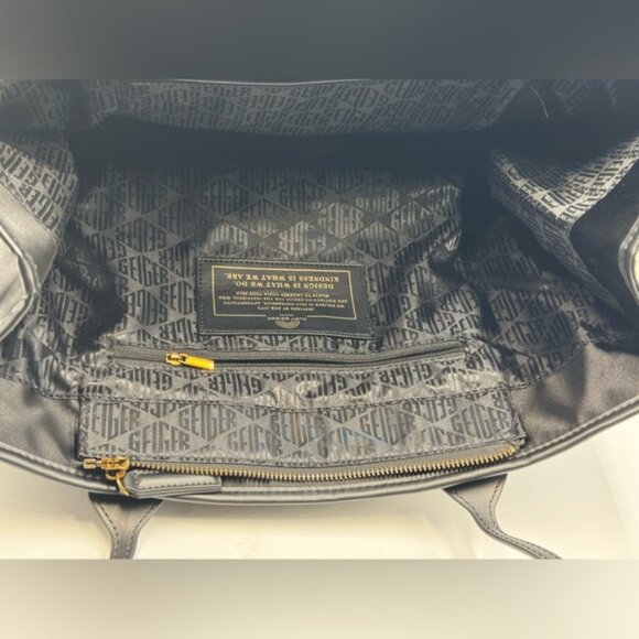 🆕 KURT GEIGER LONDON 🧿 NWOT L Recycled Drench Shopper Tote Bag, Black & Gold - Picture 15 of 16